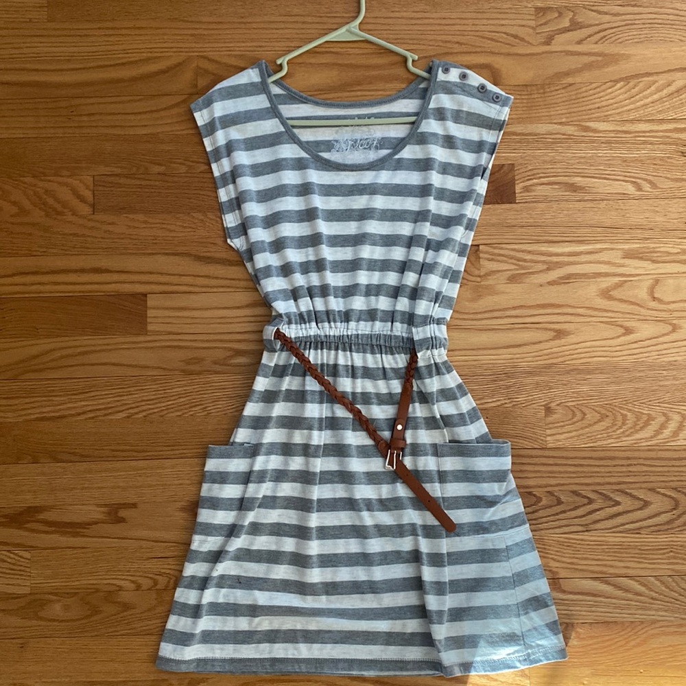 Poof, size S grey and white stripped dress